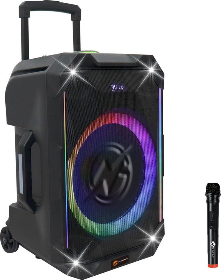 N-gear the flash 1540 - haut-parleur karaoké - 15 woofers - Bluetooth - spectacle de lumière LED - incl. microphones sans fil