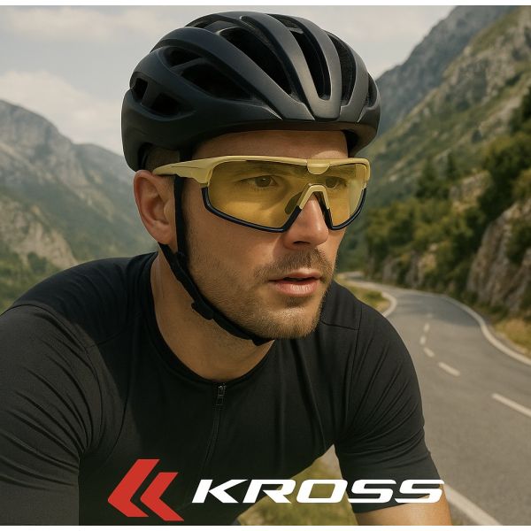Lunettes de vélo Kross Braker UV400 Lentins interchangeables - Cadre beige