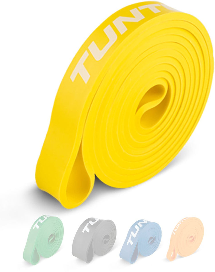 Tunturi Power Band - bande de résistance 5 à 20 kg - bande de résistance pull up - élastique de fitness - 104 cm - avec application d'entraînement - jaune