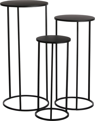 Mica decorations table d'appoint quinty - lot de 3 - h70 x ø32 cm - métal - noir