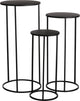 Mica decorations table d'appoint quinty - lot de 3 - h70 x ø32 cm - métal - noir