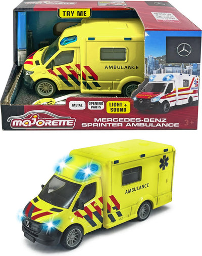 Majorette grande série - ambulance mercedes-benz sprinter nl - métal - lumière et son - 12,5 cm - véhicule jouet