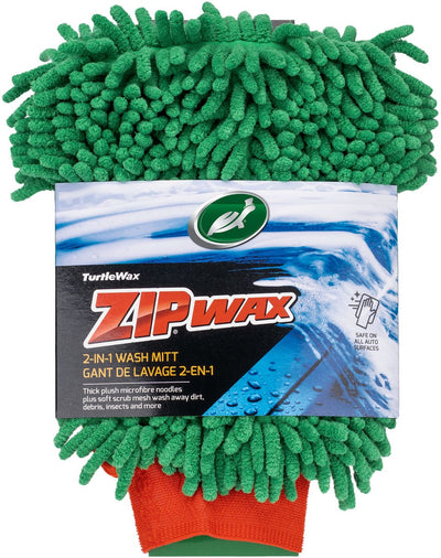 Gant de lavage Turtle Wax Zip Wax - nettoyage sûr et efficace - brins en microfibre pour un nettoyage moussant en profondeur - la doublure intérieure retient la solution de lavage - côté en maille pour les taches tenaces