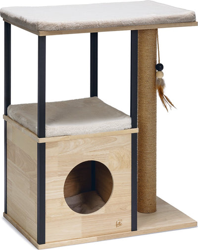 Conçu par lotte griffoir nala - griffoir pour chat - 3 places couchées - avec maison - bois jute - 65-40-82 cm