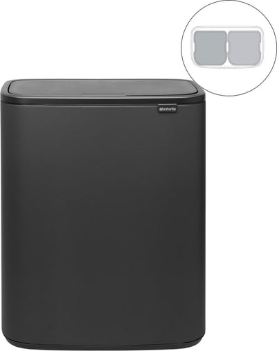 Poubelle Brabantia bo touch bin - 2 x 30 litres - tri des déchets - gris minéral infini