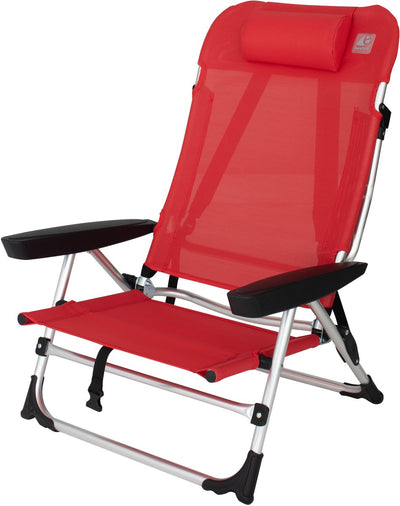Eurotrail marbella - chaise de plage avec position inclinable - rouge