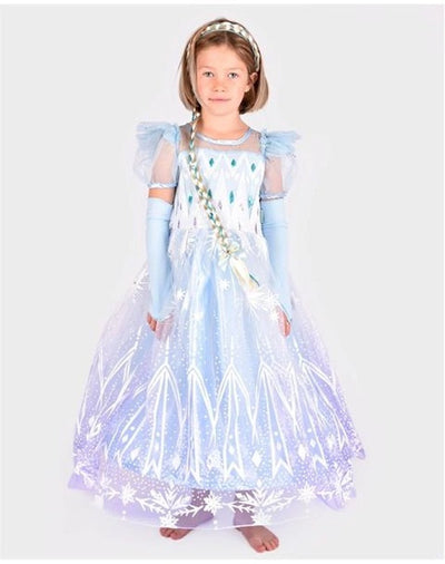 Déguisement de bonne fée robe de princesse Frozen - 98-104cm - 3-4 ans - bleu
