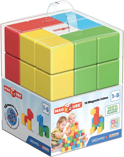 Geomag magicube green line - blocs de construction magnétiques recyclés - 16 pièces - à partir de 1 an