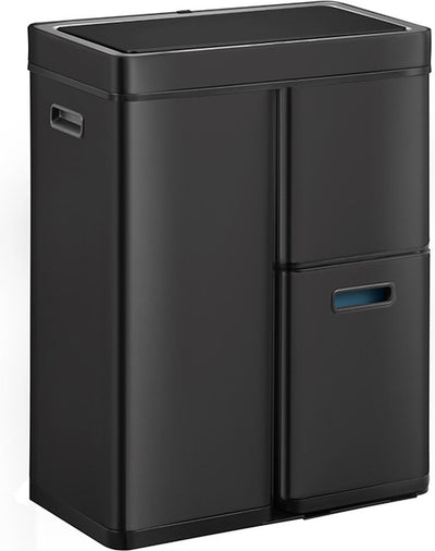 Eko - mirage plus recycleur de capteurs 30+15+15 litres - plastique en acier enduit de poudre - noir - poubelle