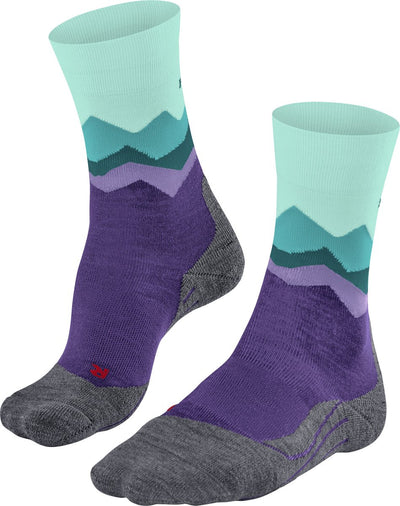 Falke tk2 chaussettes de marche en laine épaisse anti-ampoules en matériau fonctionnel femme violet - taille 37-38