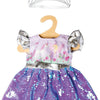 Frais de robe de poupée Heless et licorne avec paillettes et kroon, 28-35 cm