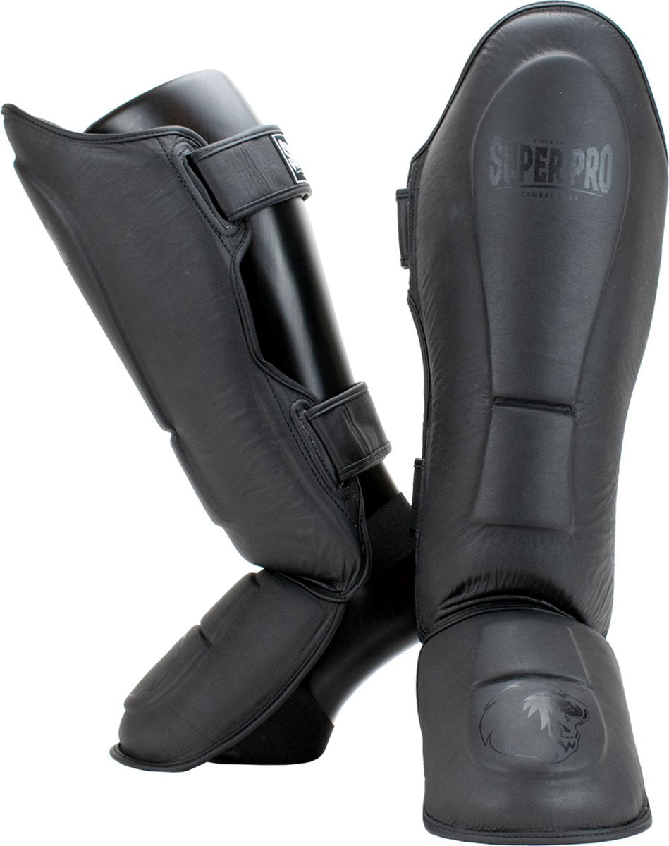 Protège-tibia en cuir Super Pro Combat Gear Guardian Grey extra large