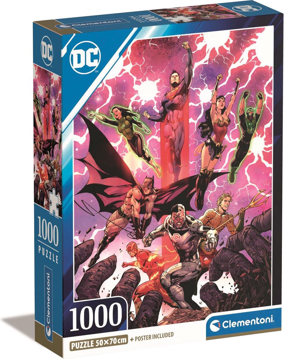 Clementoni - puzzle - 1000 pièces - dc comics - puzzle pour enfants à partir de 14 ans