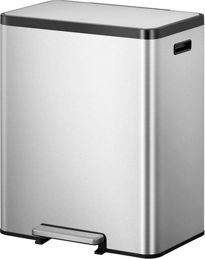 Eko - poubelle à pédale de recyclage ecocasa 2 30+30 litres - acier inoxydable - acier inoxydable mat - poubelle