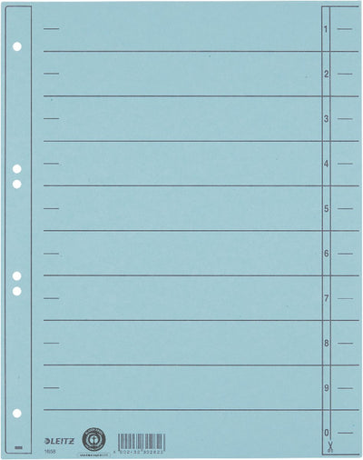 Carton à onglets gradués Leitz - onglets inscriptibles, 2 4 anneaux - pour dossiers et classeurs à anneaux - bleu clair