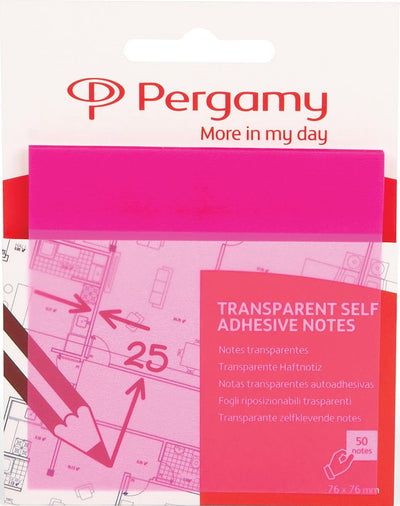 Notes transparentes de Pergamie | pi 76 x 76 mm | 50 feuilles | rose