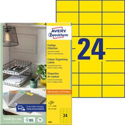 Etiquettes universelles avery zweckform 3451 70x37mm jaune