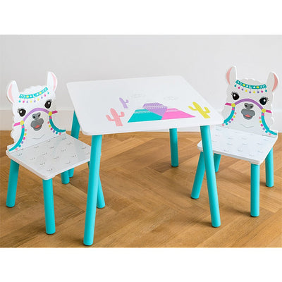 Table en bois lama lama avec 2 chaises