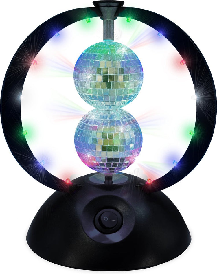 Partyfunlights boule disco à miroir rotatif noir - Lumière LED - éclairage de fête - lampe disco - pour enfants