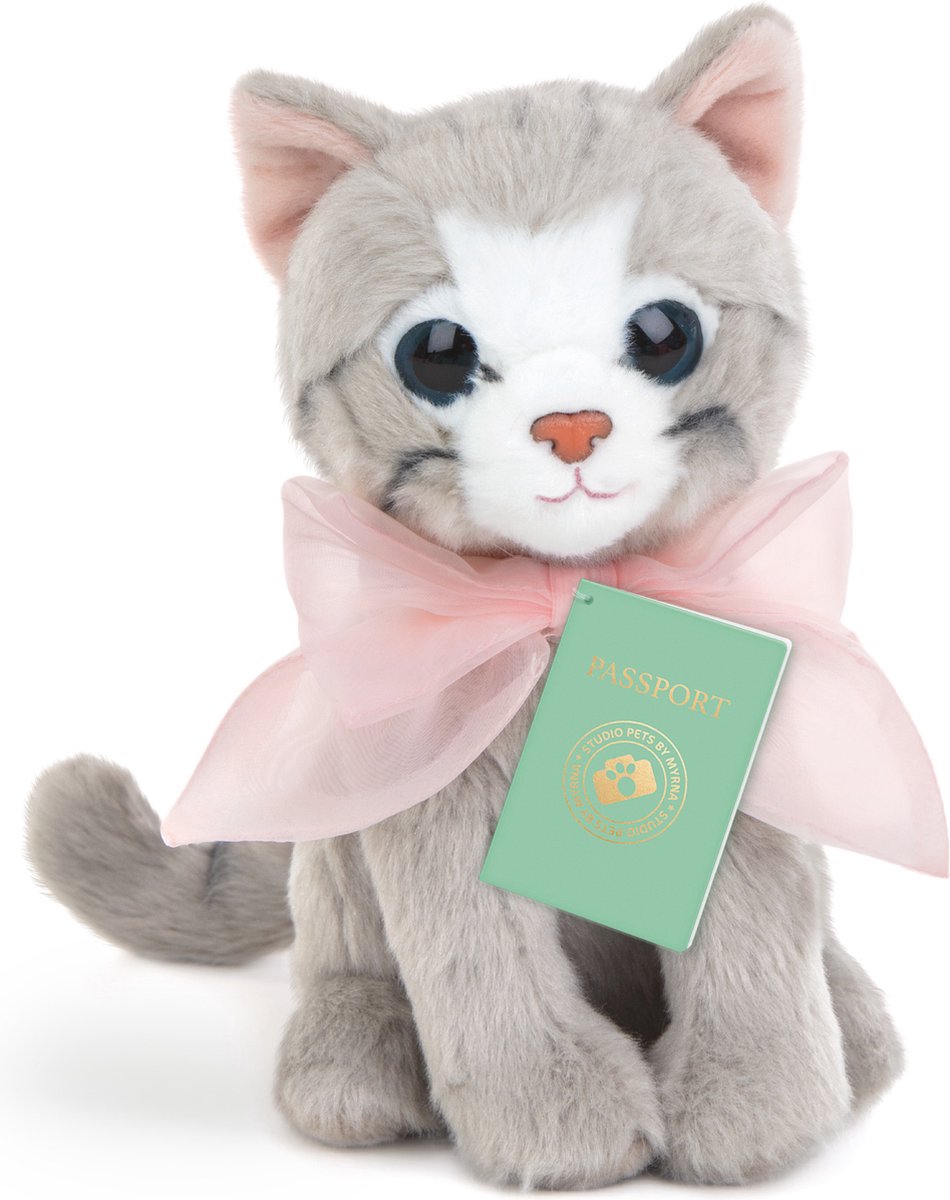 Studio pets by myrna studio pets - peluche chaton british shorthair bella, 23 cm