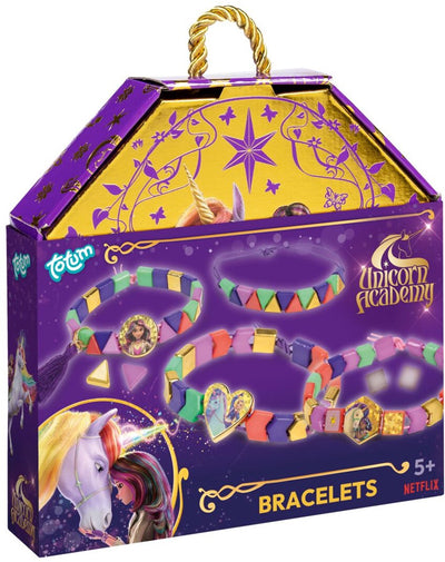 Jouets Totum Unicorn Academy - Fabriquez des bracelets de perles avec des perles spéciales - Emballage cadeau de luxe doré - Conseil cadeau pour filles