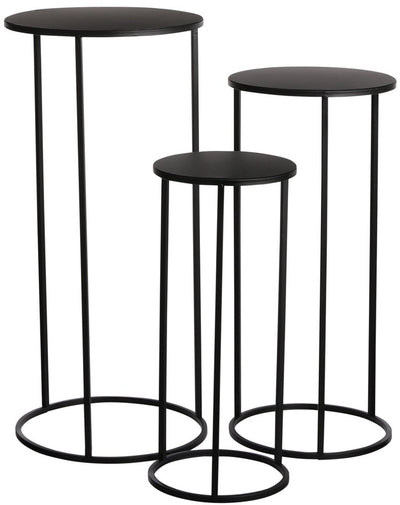 Mica decorations table d'appoint quinty - lot de 3 - h70 x ø32 cm - métal - noir
