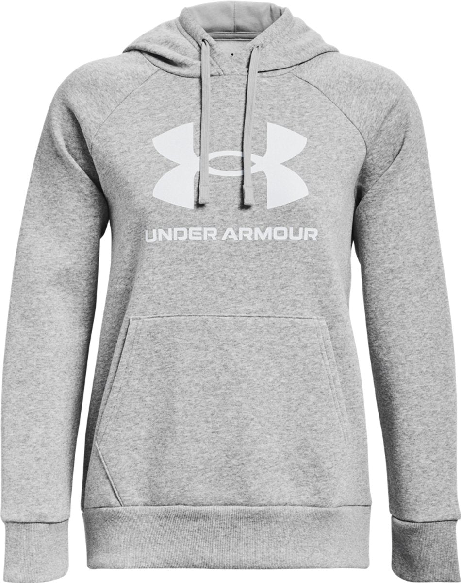 Pull de sport Under Armour UA Rival Fleece Big Logo HD pour Femme - Gris - Blanc