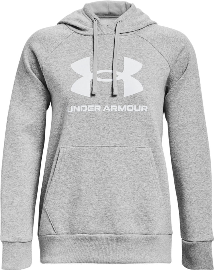 Pull de sport Under Armour UA Rival Fleece Big Logo HD pour Femme - Gris - Blanc
