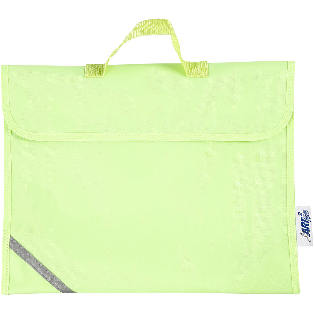 Cartable, d: 9 cm, dim. 36x29 cm, jaune fluo, 1 pièce