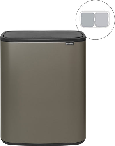 Poubelle Brabantia bo touch bin - 2 x 30 litres - tri sélectif - platine
