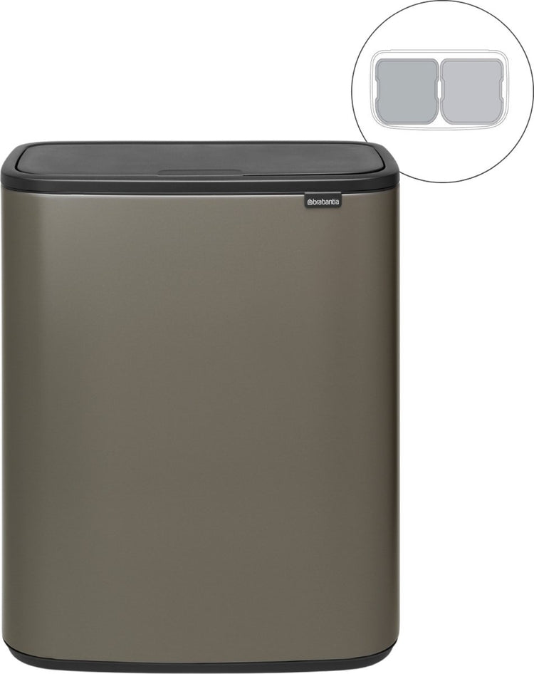 Poubelle Brabantia bo touch bin - 2 x 30 litres - tri sélectif - platine