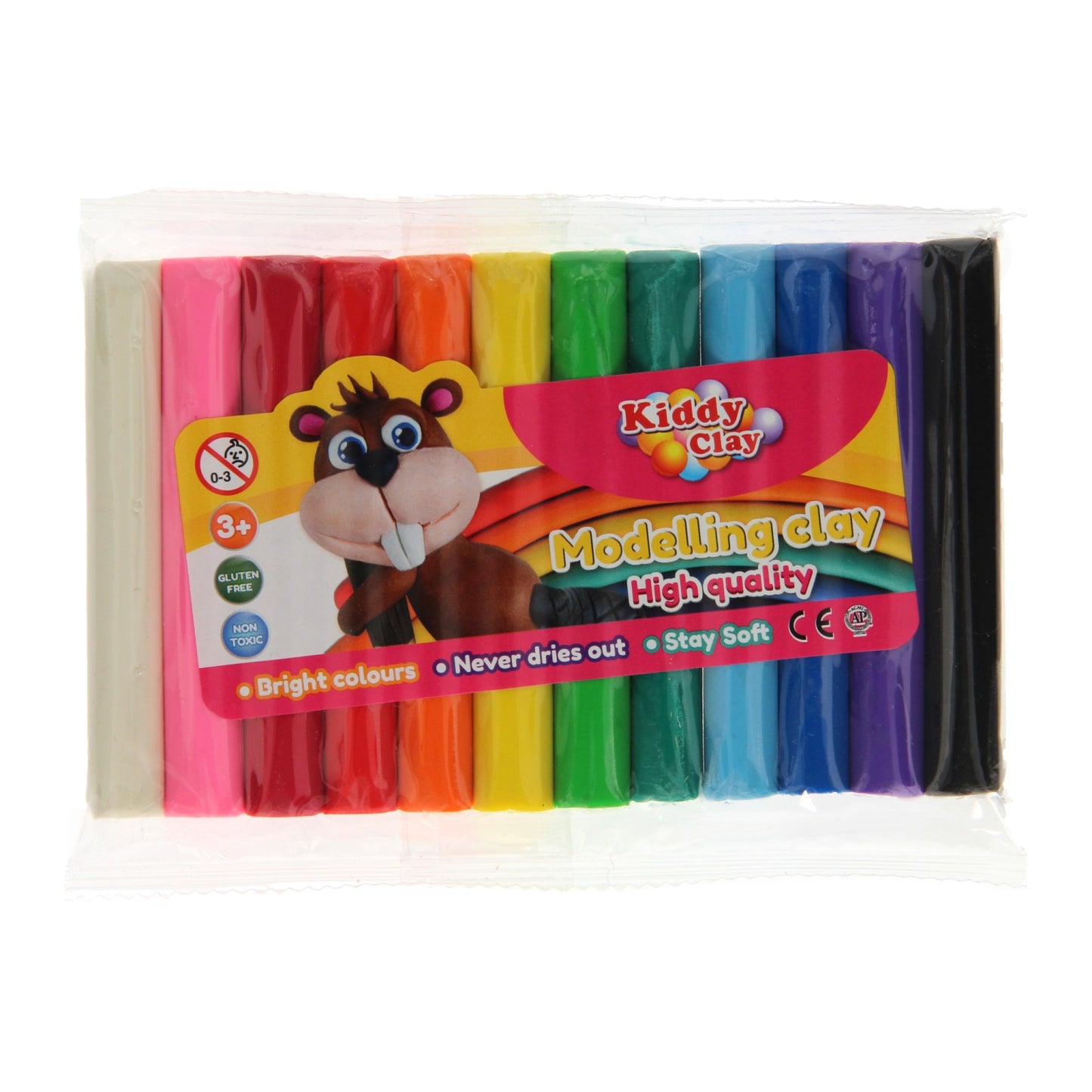 Bâtons d'argile colorés, 12 pcs. (200gr)