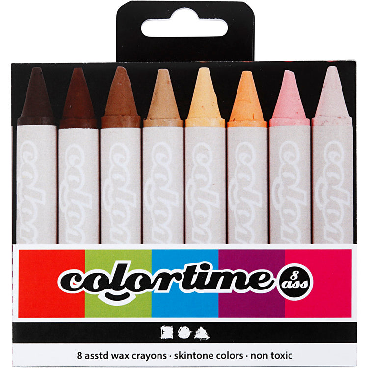 Colortime Waskrijt, L: 10 cm, d 15 mm, couleurs de peau, 8 pièces 1 boîte