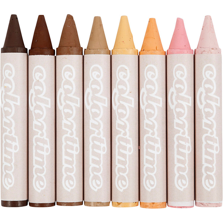 Colortime Waskrijt, L: 10 cm, d 15 mm, couleurs de peau, 8 pièces 1 boîte