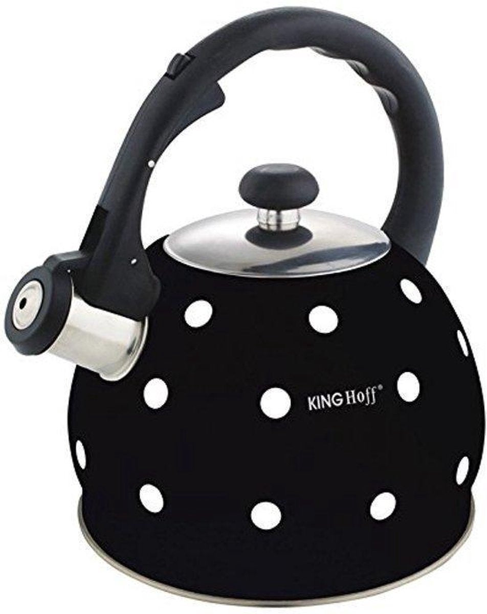Bouilloire sifflante Kinghoff points noirs - 2 l