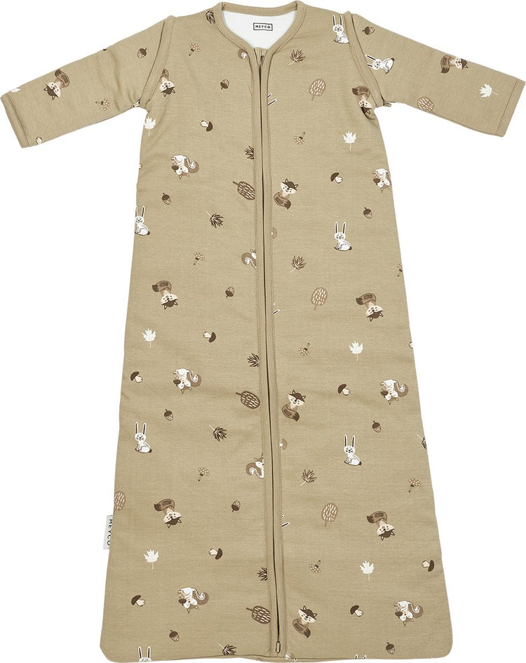 Meyco bébé animaux de la forêt gigoteuse bébé avec manches zippées - sable - 110 cm - 2,5 tog
