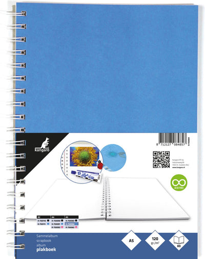 Album de scrapbooking Kangaro - a5+ - 120 grammes - 80 feuilles - bleu - k-750084