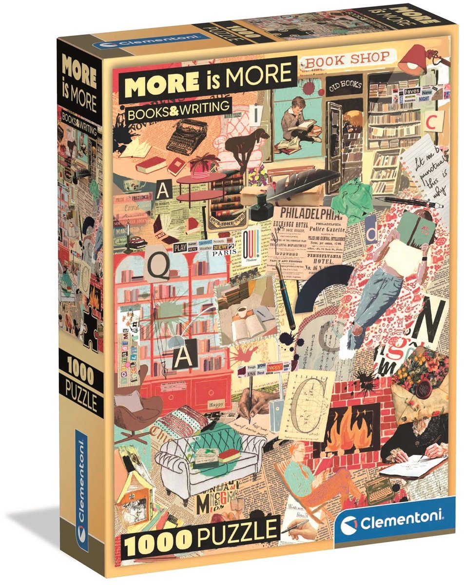 Clementoni - puzzle - 1000 pièces - boîte compacte livres et écriture - puzzle pour adultes