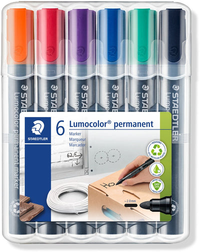 Staedtler marqueur permanent lumocolor 352 à pointe ronde - boîte 6 pcs