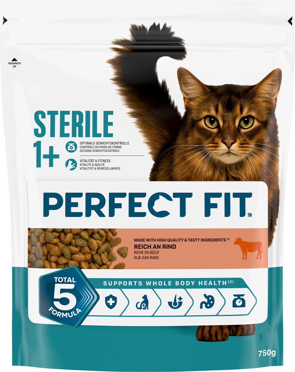 Nourriture pour chat Perfect Fit - stérile - sachet de bœuf 4x750g