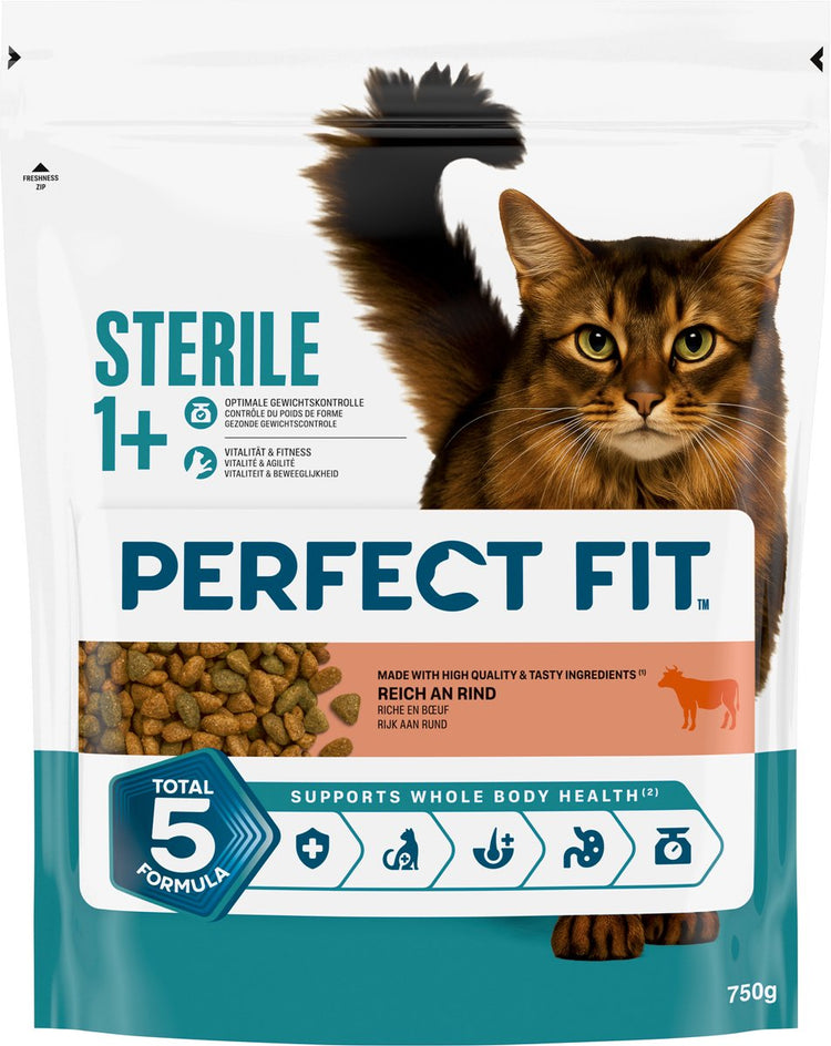 Nourriture pour chat Perfect Fit - stérile - sachet de bœuf 4x750g