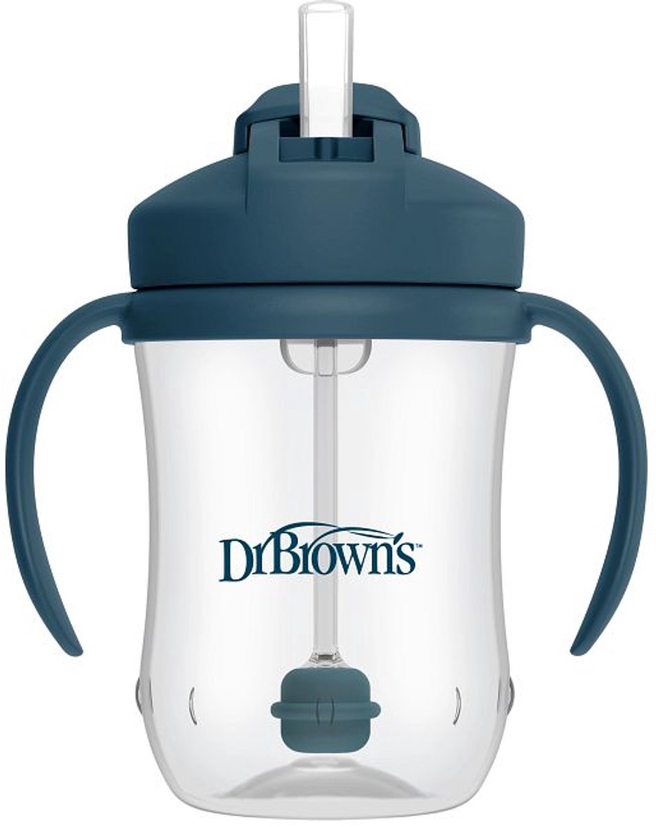 La première tasse avec paille du bébé du Dr Brown | bleu