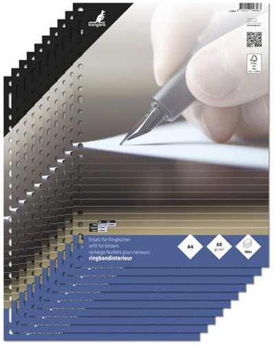 Classeur à anneaux Kangaro intérieur a4 - ligne - 60 grammes - 23 trous - 10 jeux - papier pour reliure à anneaux - k-56010-10