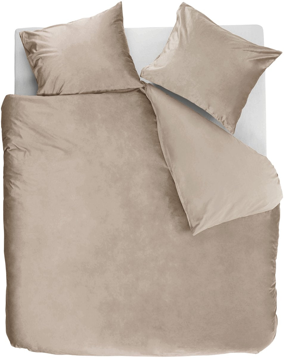 Housse de couette veloutée Ambiante - lits jumeaux - 240 x 200 220 cm - sable