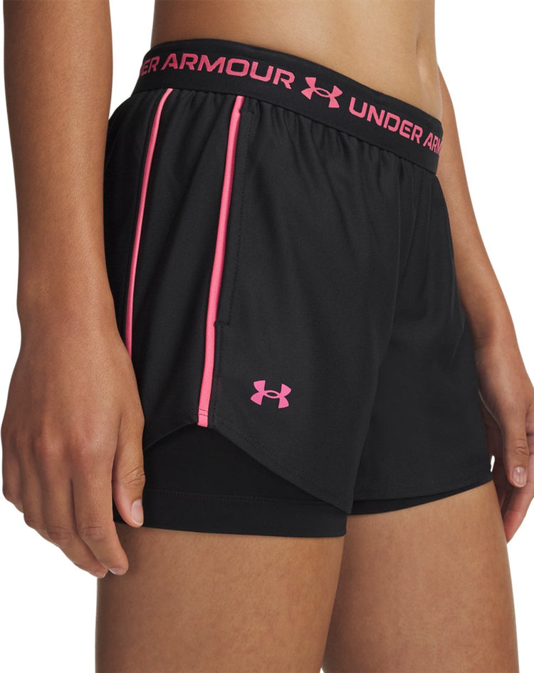 Under Armour Tech Play Up 2in1 Shorts-blk Pantalon de sport pour femme - noir - super rose