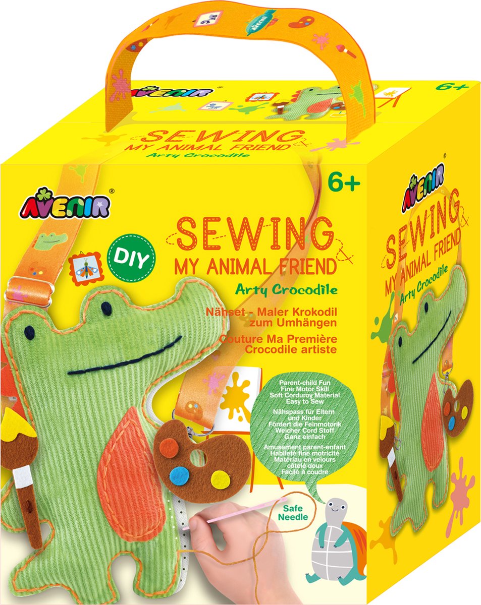 Kit de couture Avenir mon ami les animaux - crocodile le peintre - 21x23cm - avec sangle réglable - 6 ans