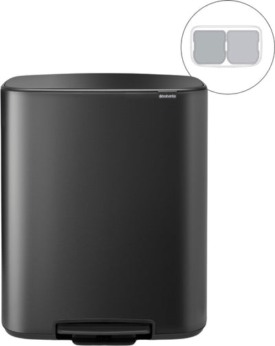 Poubelle Brabantia bo - 2 x 30 litres - tri des déchets - gris confiant
