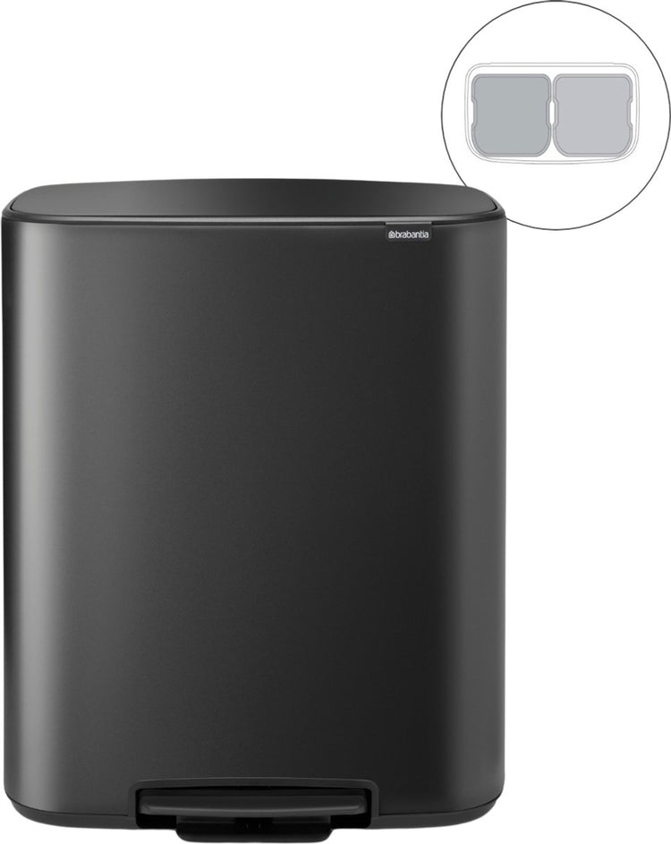 Poubelle Brabantia bo - 2 x 30 litres - tri des déchets - gris confiant