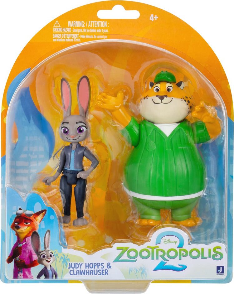 Jazwares Zootropolis - Pack de 2 figurines Judy Hopps Core Benjamin Clawhauser (Zootropolis 2)