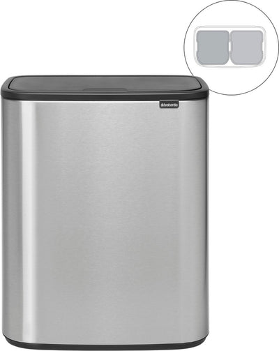 Poubelle Brabantia bo touch bin - 2 x 30 litres - tri des déchets - acier mat résistant aux empreintes digitales